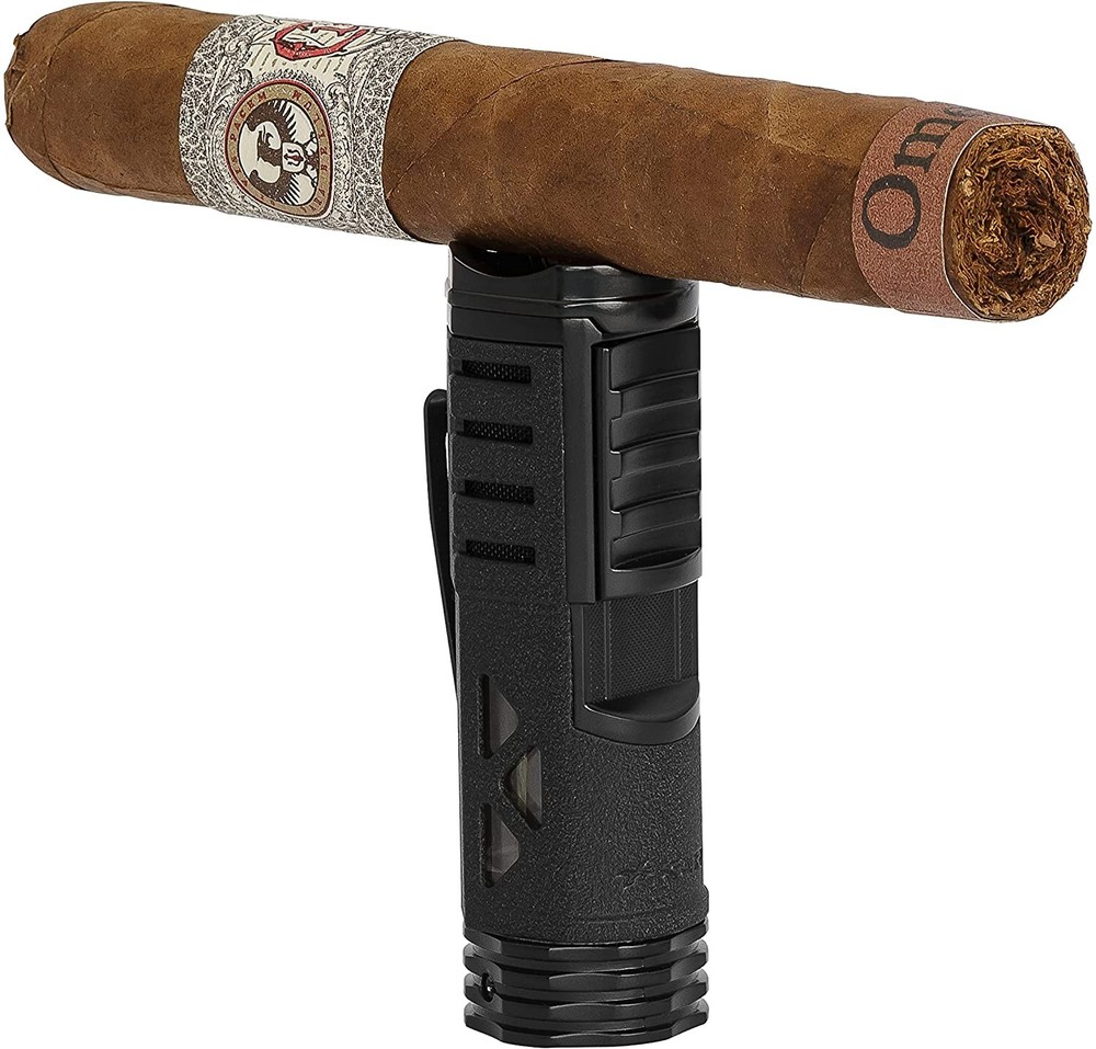 Xikar Tactical 1 Single Jet Flame Lighter, Cigar Rest On Top, Black