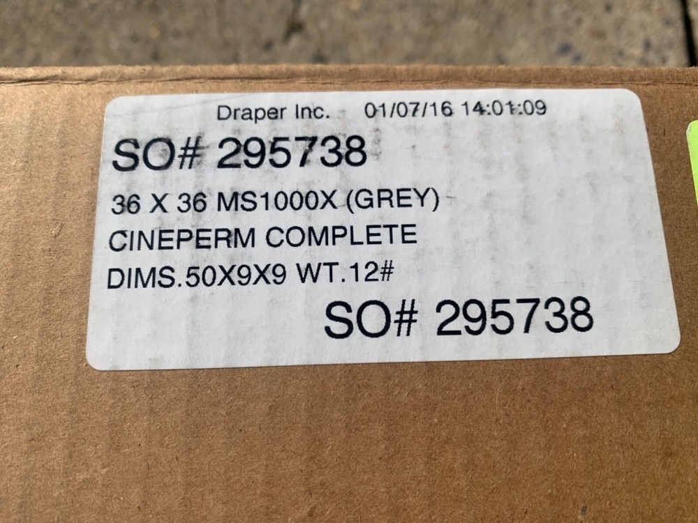 DRAPER CINEPERM COMPLETE 36”x36” MS1000X (Grey) PROJECTOR SCREEN WITH FRAME