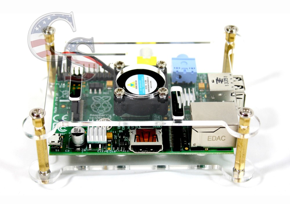 Raspberry Pi Acrylic Stackable Case, Fan, Aluminum Heatsink Best Overclock Kit