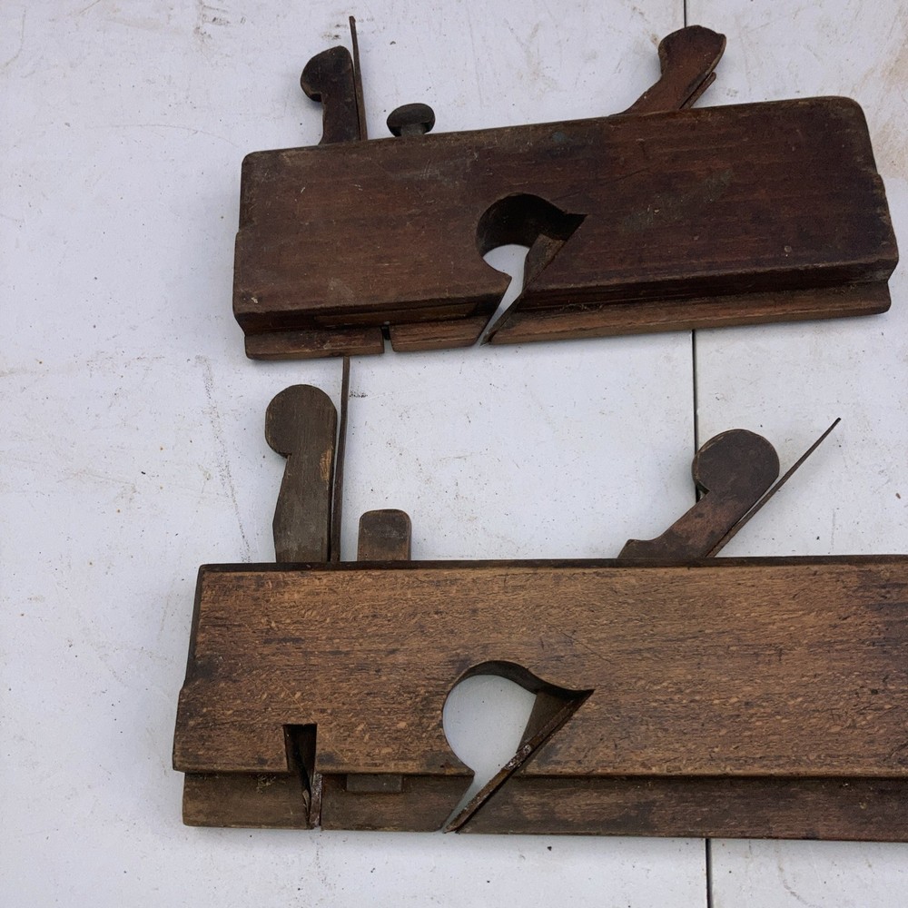 Wooden planes x 2 - both with 2 cutters