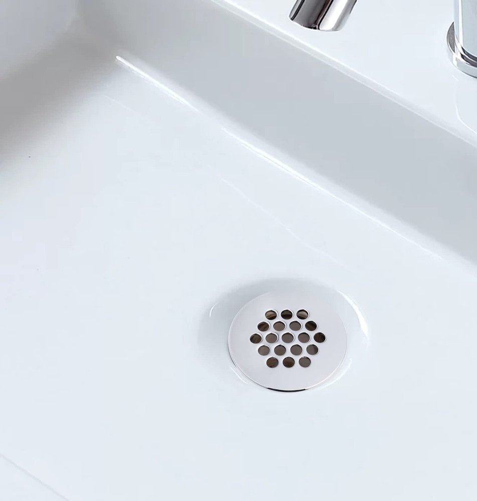 Grid Drain Strainer Assembly Without Overflow for Bathroom Chrome Plated