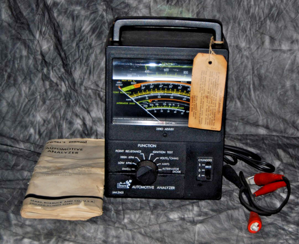 Vintage Sears Automotive Analyzer Model 244.21421 Manual & Accessories Working!