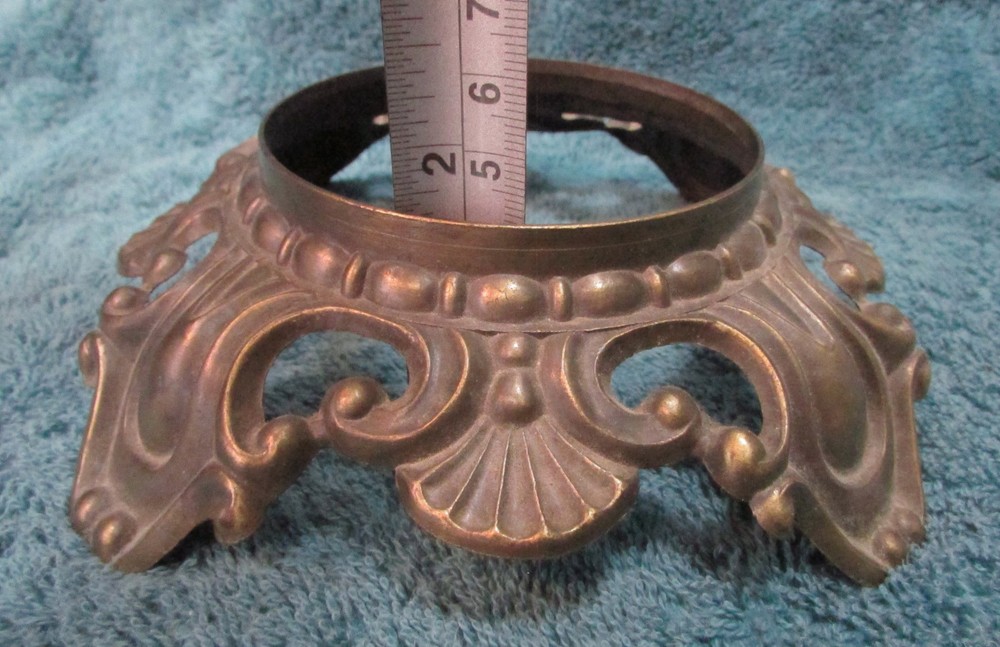 6⅝" Round Ornate Victorian or Rococo Style BRASS LAMP BASE w Scrollwork & Shell