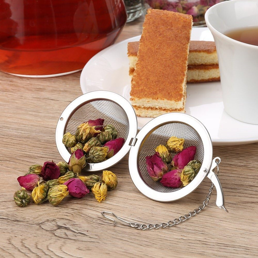 2PCS Stainless Steel Mesh Tea Infuser 2.1" Tea Ball Strainer with Hook