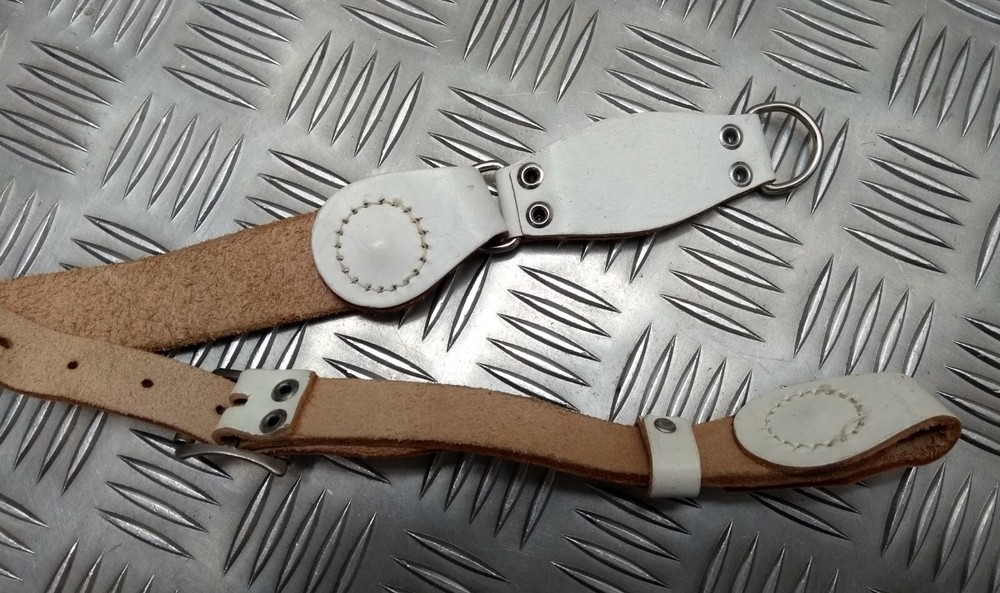 Vintage Sam Browne Strap Shoulder Cross Over White Leather Military Issue