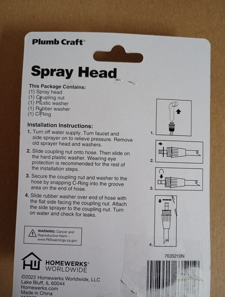 Plum Craft Andy Faucet Spray Head Universal