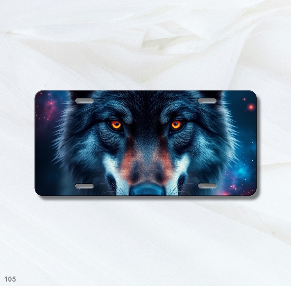 Hyperrealistic Wolf License Plate Your Text Vanity Plate Unique Gift