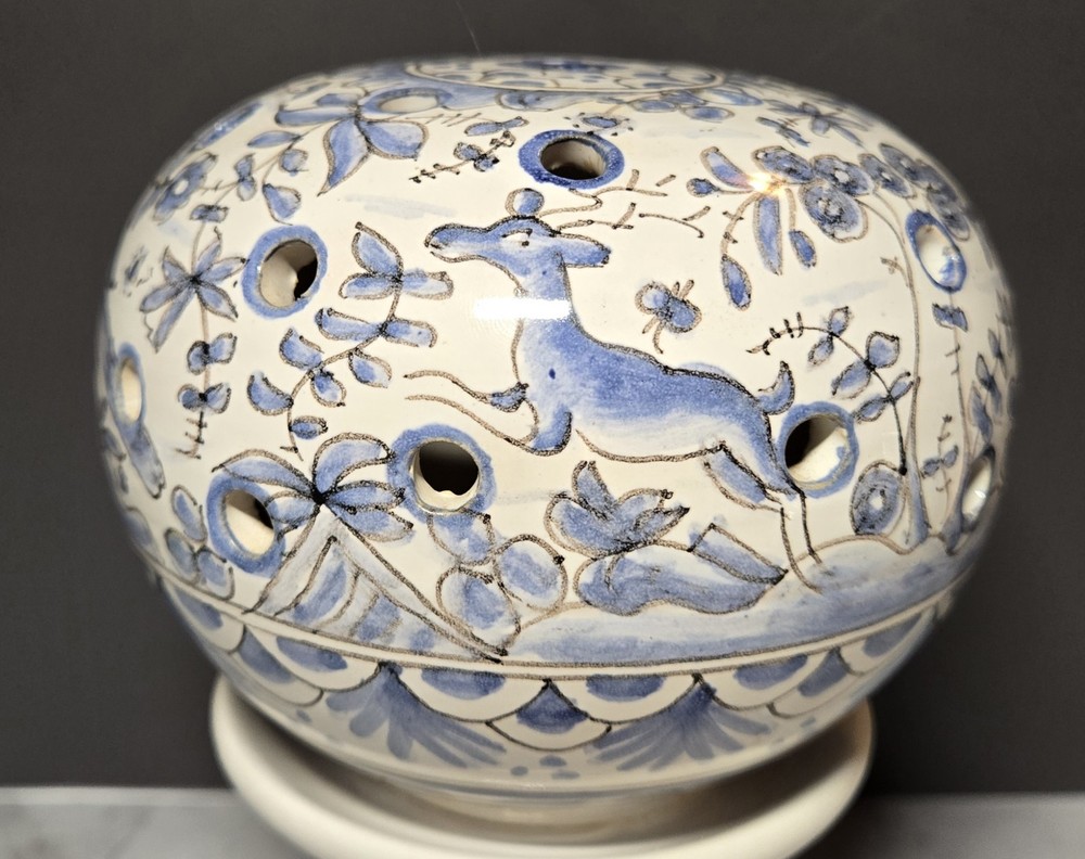 Portugese Blue And White Ceramic Incense Holder
