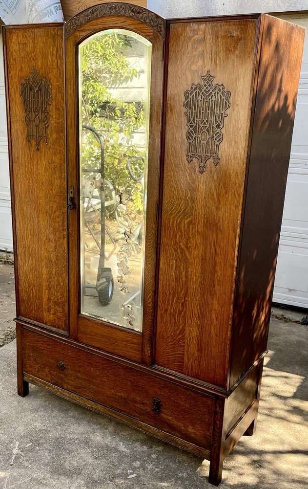 ANTIQUE ARMOIRE MIRROR WARDROBE