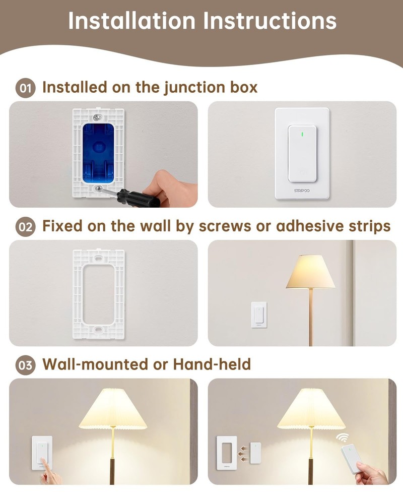 Garbage Disposal Wireless Switch, Buckle Design & Removable Remote Control Outle
