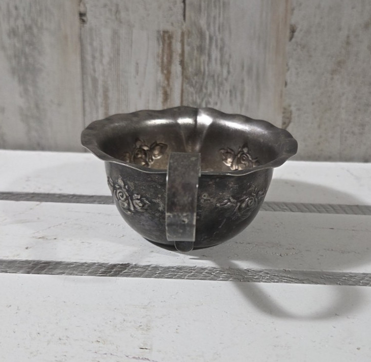 Vintage Silver plated Creamer Flower Embossed Design Silver Plated
