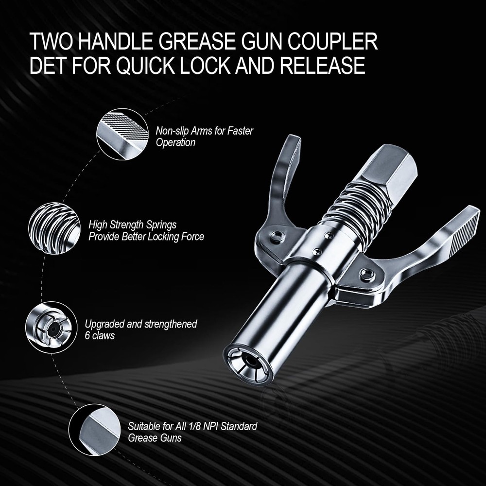 2PCS Grease Gun Coupler Grease Gun Lock Coupler Grease Gun Tips Locking Greas...
