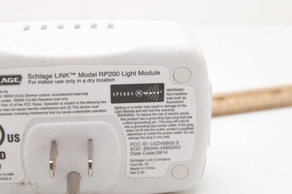 Schlage Lamp Module Model No RP200 Z Wave RF