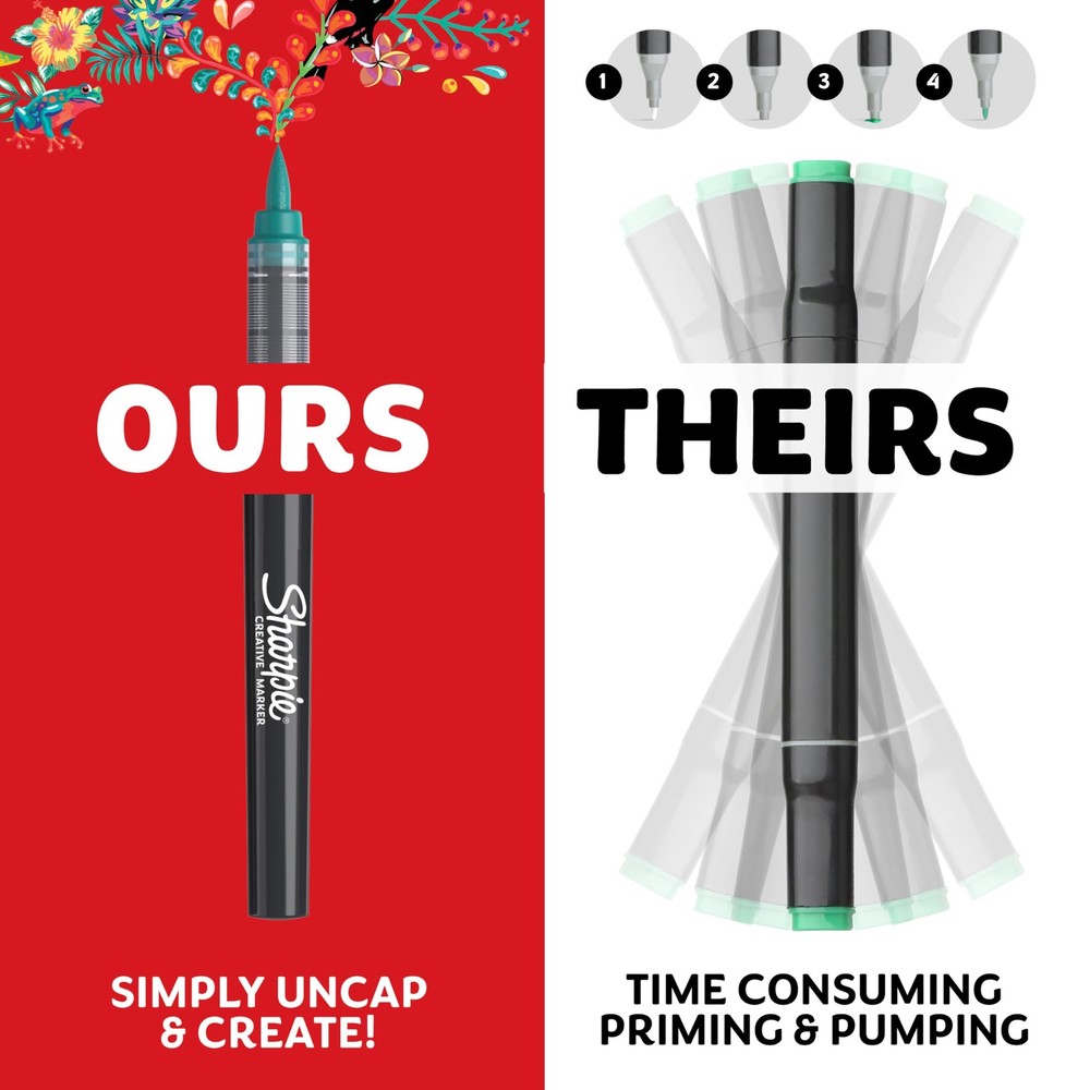 Sharpie Creative Markers, Water-Based Acrylic, Brush Tip, Office Product