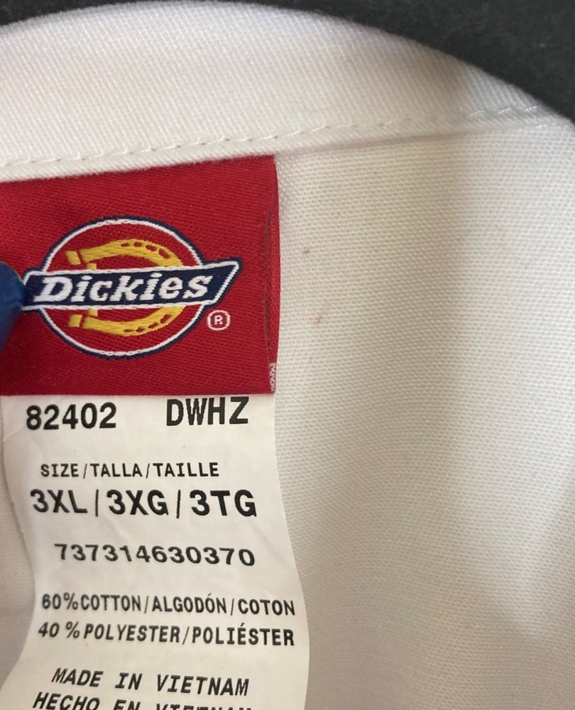 Dickies 3XL White Lab Coat 82402 60% Cotton 40% Polyester