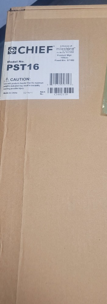 Chief PST16 Large Flat Panel Fixed Center Stud Wall Mount, 200lbs Capacity