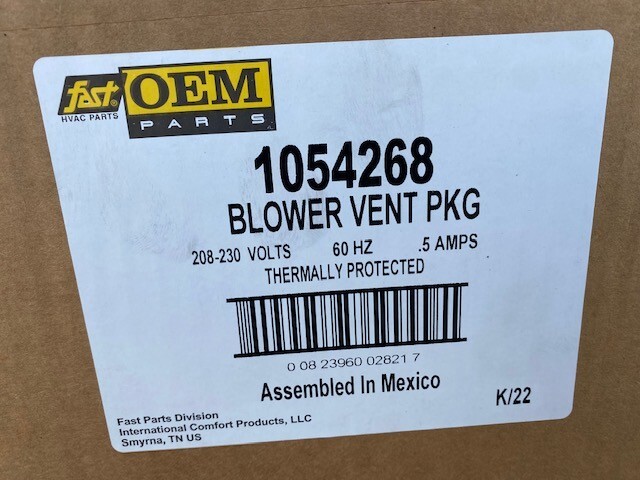 ICP Fast Parts Inducer Motor 1054268-Draft Inducer (NEW)