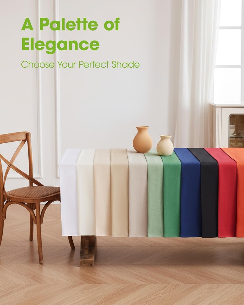 Pureegg Table Cloth for Rectangle Tables - Elegant Linen Mocha Tablecloth Resist