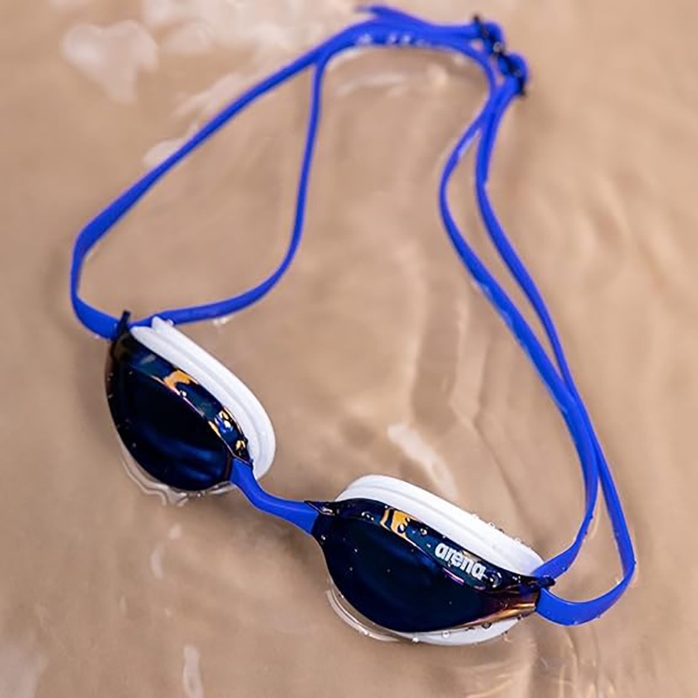 Arena Unisex Python Swim Mirror Lens Goggles, Adjustable Strap,Blue Mirror/White