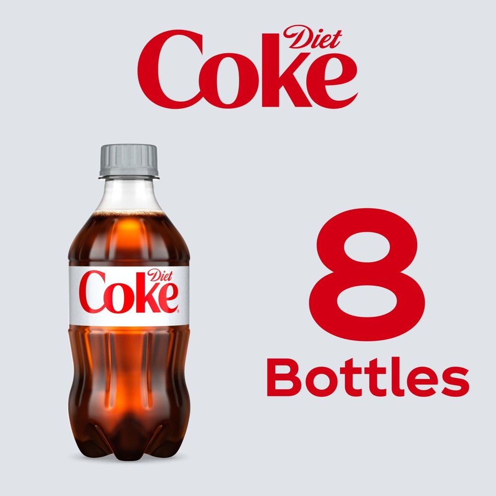 Diet Soda 12 fl oz Bottles, 8 Pack - Refreshing Cola Beverage
