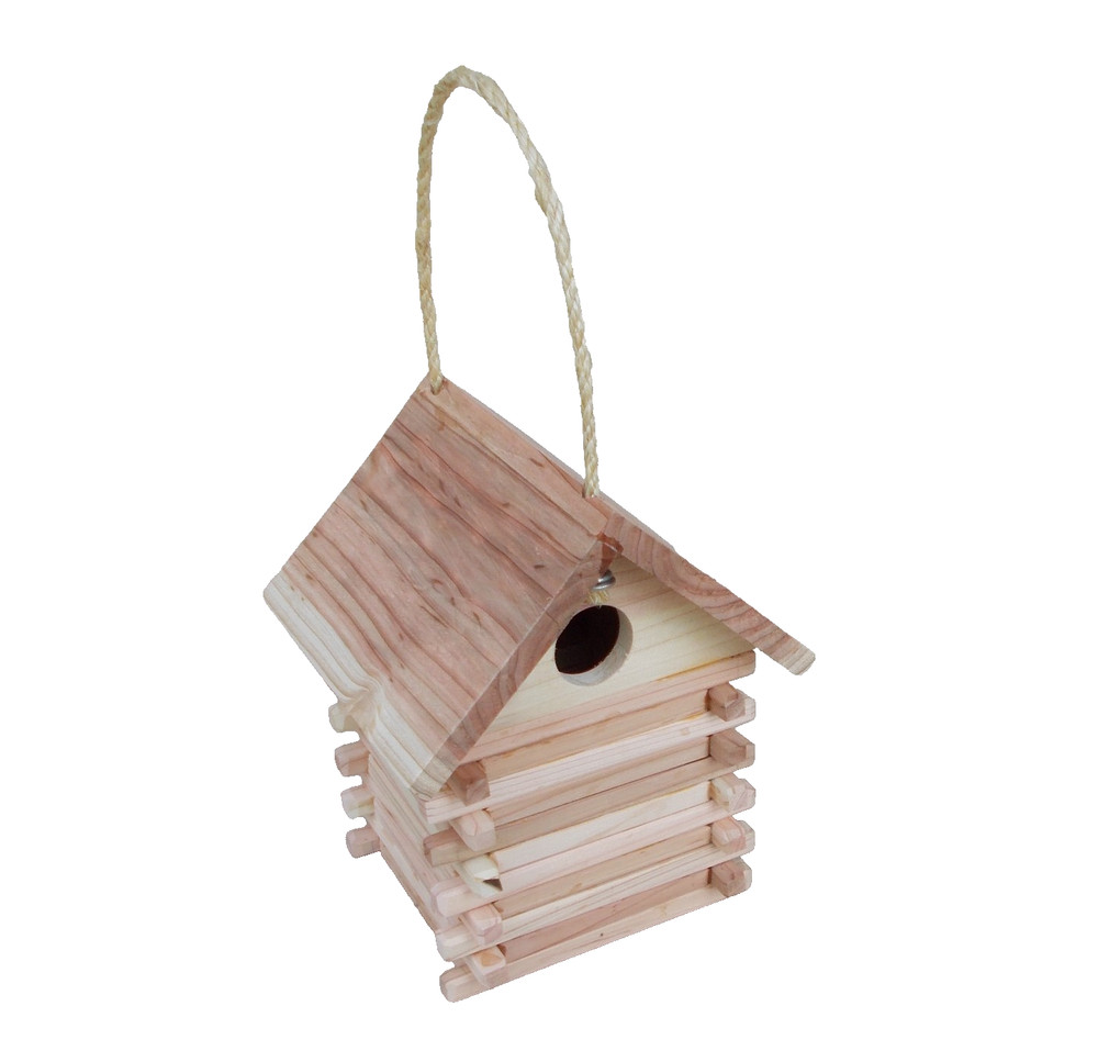 Log Cabin Bird House Handmade
