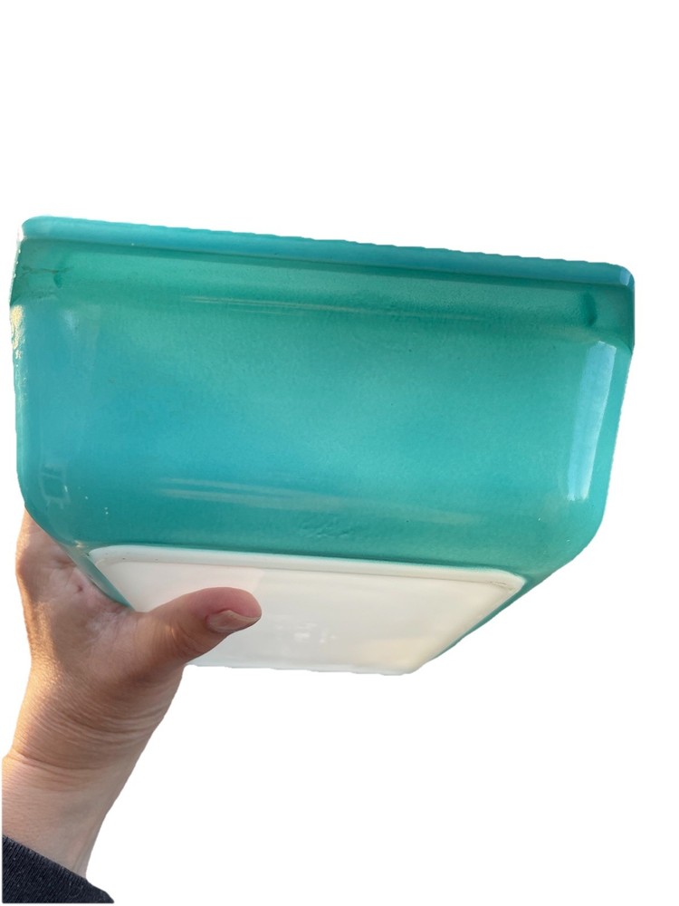 Vintage PYREX ~ 2 Quart Turquoise SNOWFLAKE ~ Rectangular Baking Dish ~ 575-B 🤩
