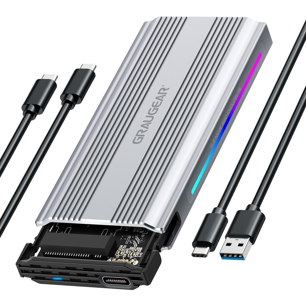 GRAUGEAR M.2 External Cases Bundle: NVMe/SATA SSD Docking Station With Built-...