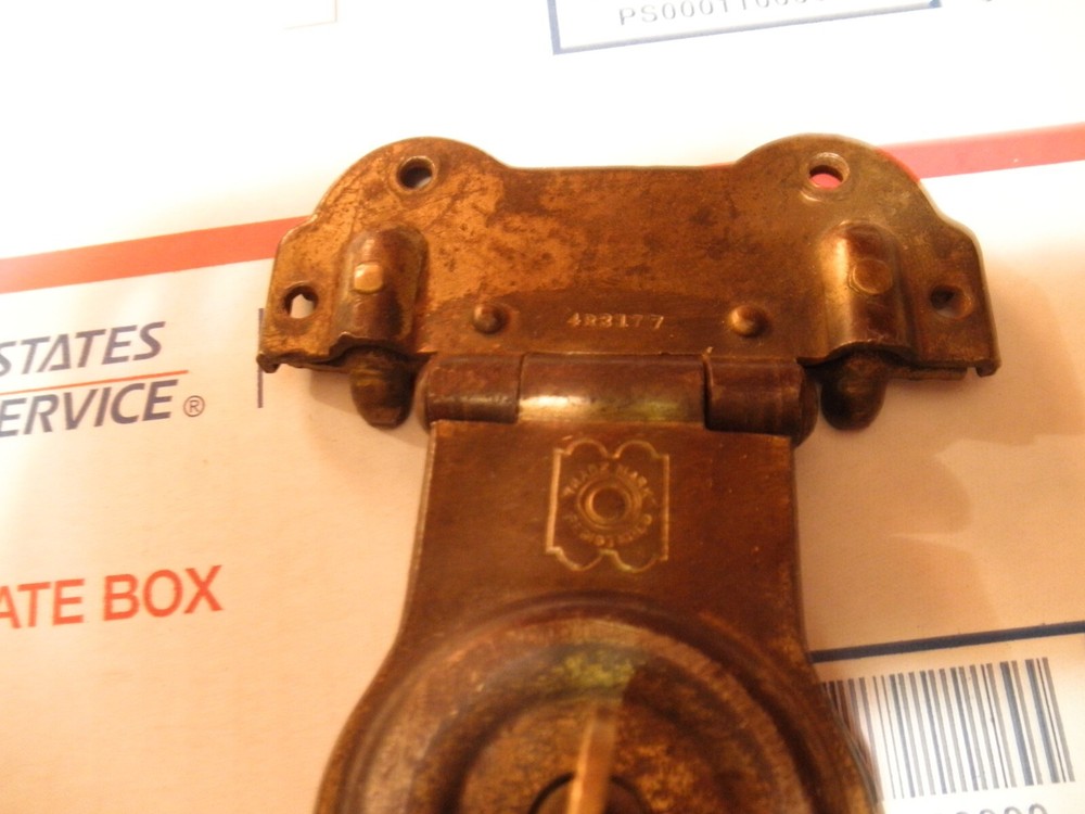 Antique CORBIN Steamer Trunk Lock Brass Eagle Lock Hardware with key