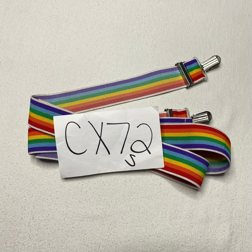Unbranded Unisex Suspenders One Size Rainbow Adjustable Stretch