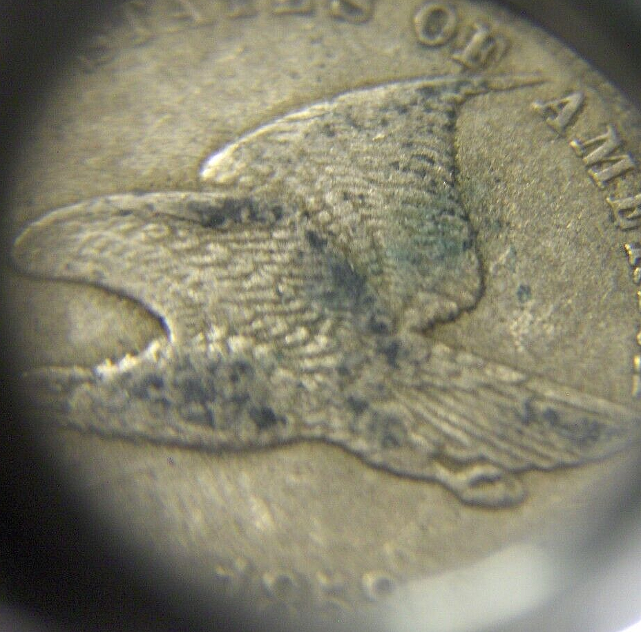 RARE 1858 SMALL LETTERS ROTATED DYE FLYING EAGLE SMALL CENT COIN-WEAK STRIKE!