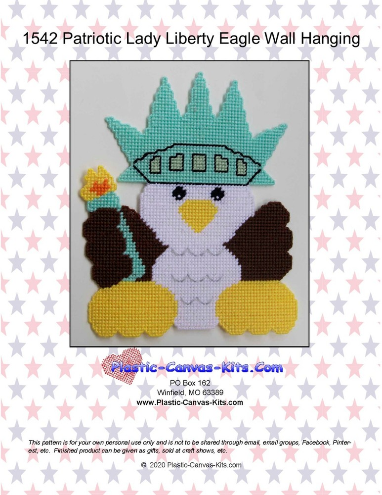 Patriotic Lady Liberty Eagle Wall Hanging-Plastic Canvas Pattern or Kit