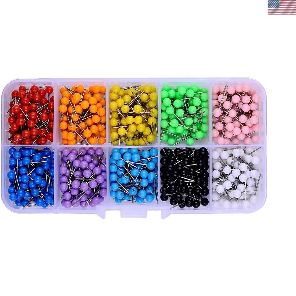 Bright 600 PCS Multi-Color Push Pins - Perfect for Fabric Marking & Organization