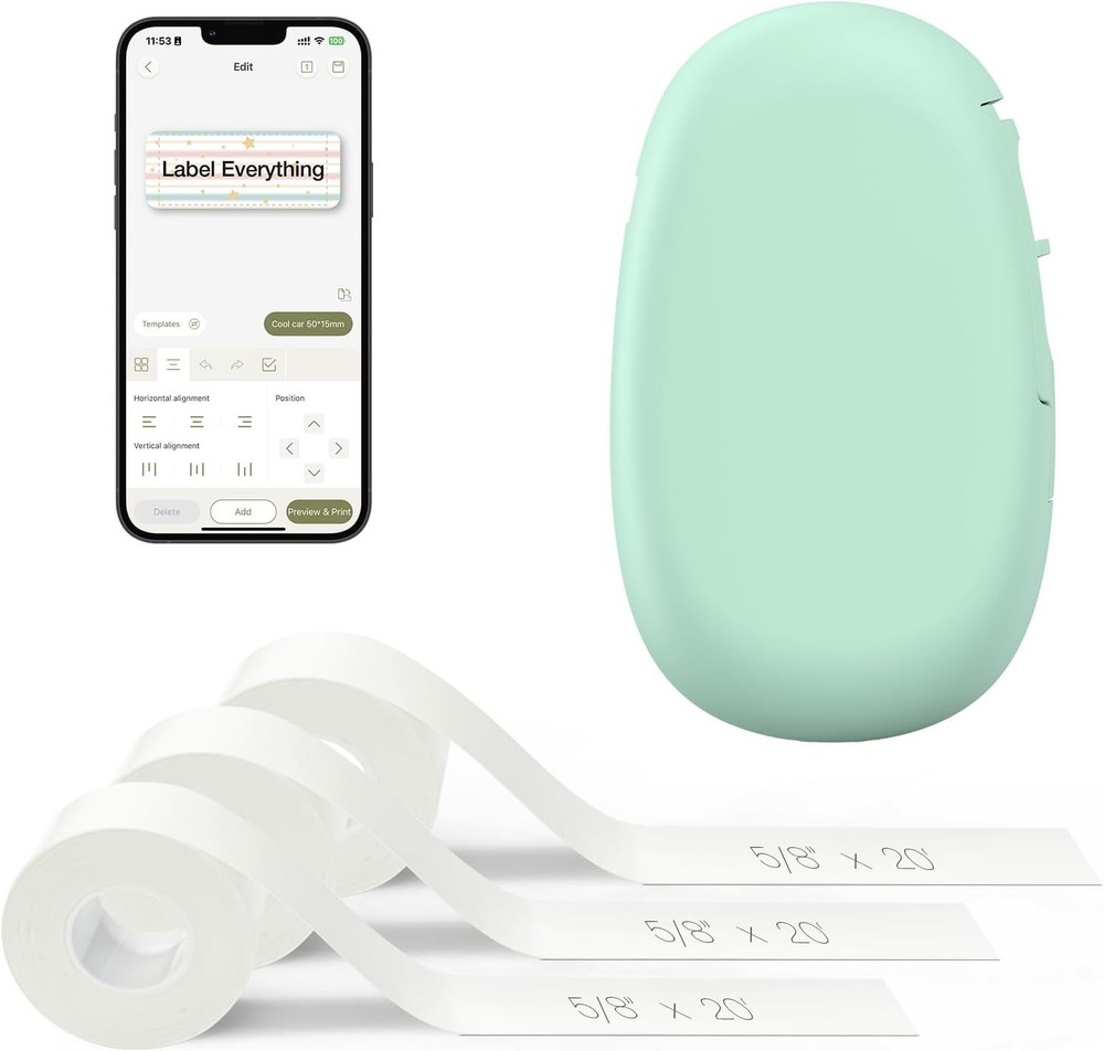 E10 Bluetooth Label Maker Machine with 3 Tapes, Continuous Waterproof Label, ...