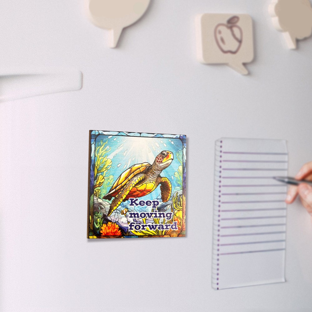 JennyGems Keep Moving Forward Fridge Magnets, Turtle Decor, Refrigerator Magnet