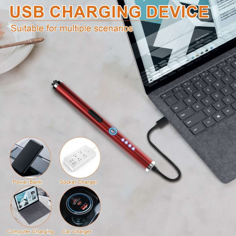 USB Rechargeable Electric Windproof Lighter Candle Lighters BBQ Arc Long Neck