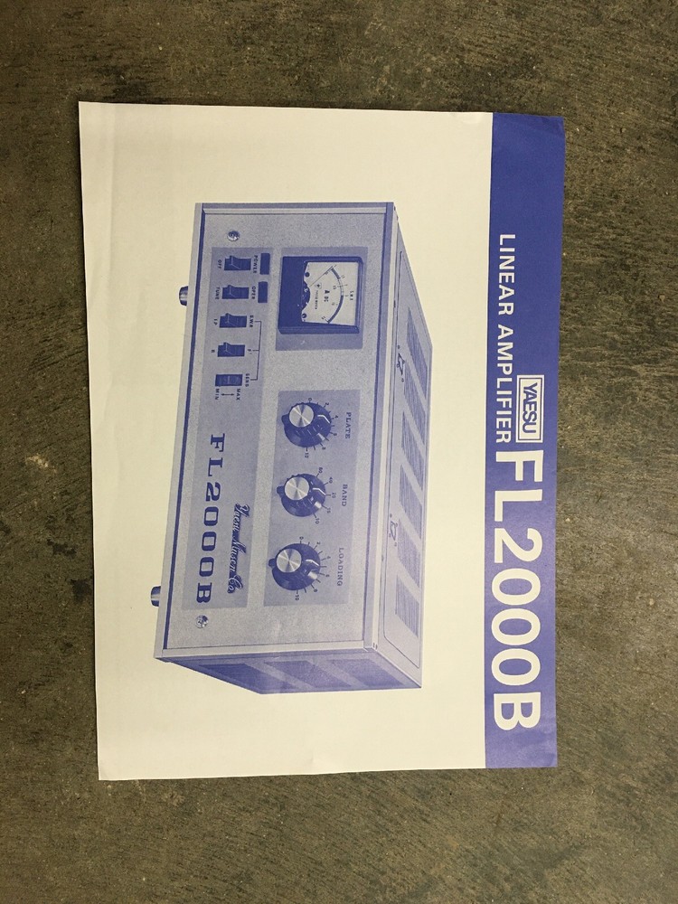 Yaesu FL2000B Amateur Linear Amplifier Sheet Only