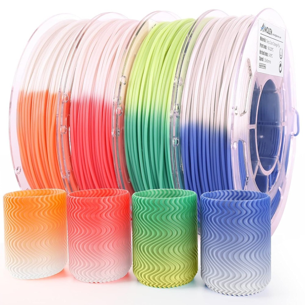 Smooth Printing 3D PLA Filament Bundle - Color Change with Temperature Effects
