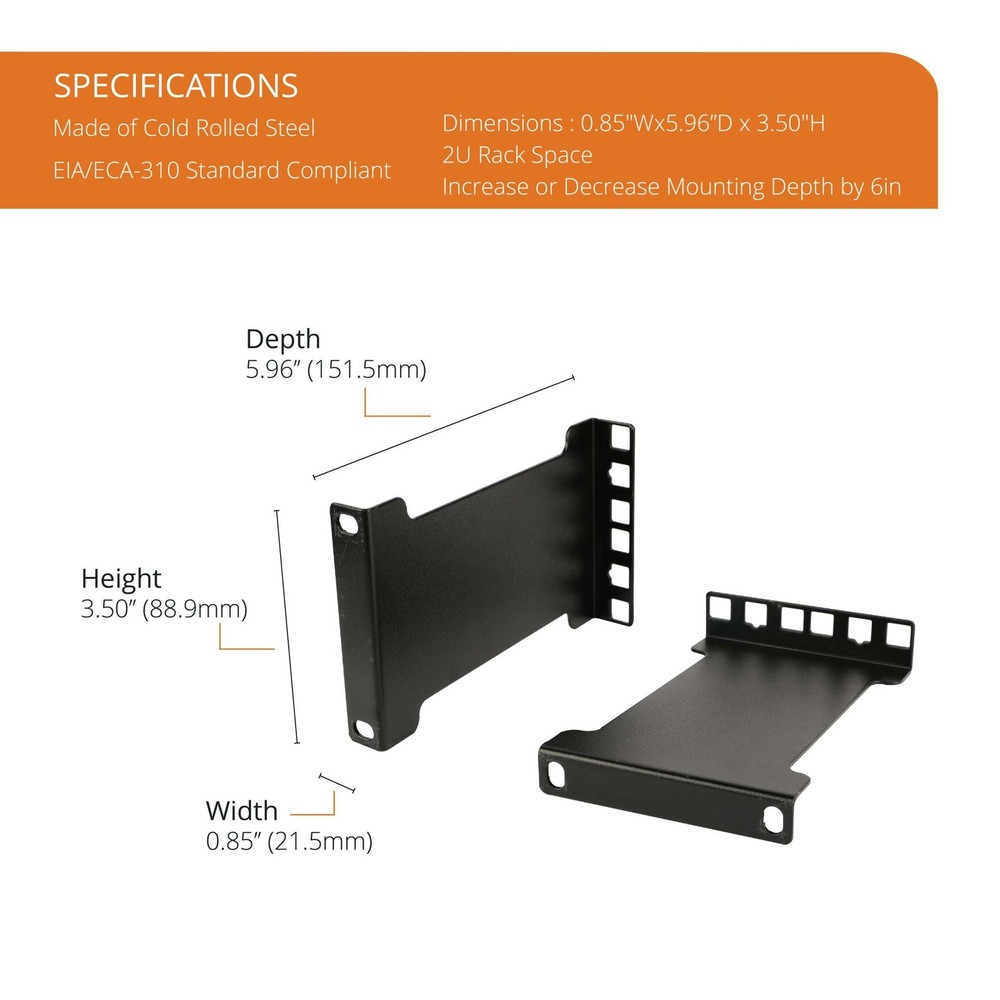 Tecmojo Server Rack Depth Extender - 2U - 6inch Depth - TAA Compliant - Reces...