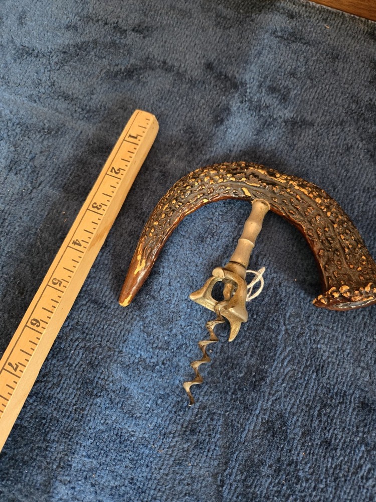 Antique Stag Antler Horn Handle Bar Direct Pull Corkscrew