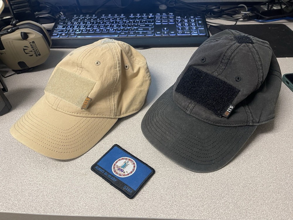 5.11 Tactical Hook & Loop Patch Panel Ball Caps (2x) Black, Tan, One Size, Patch