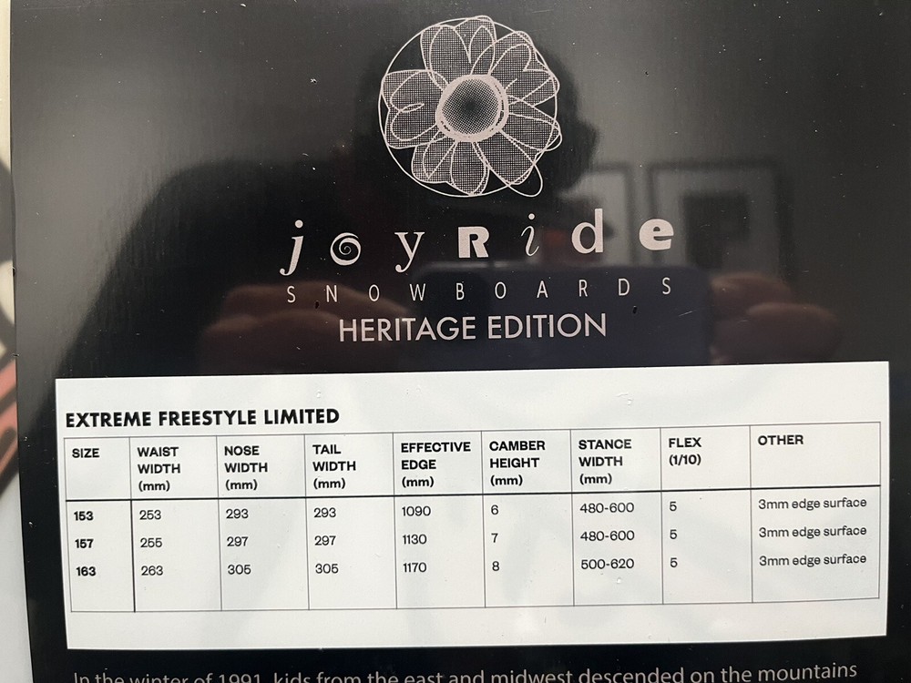 JOYRIDE SNOWBOARD: Reissue 157 Extreme freestyle LTD.