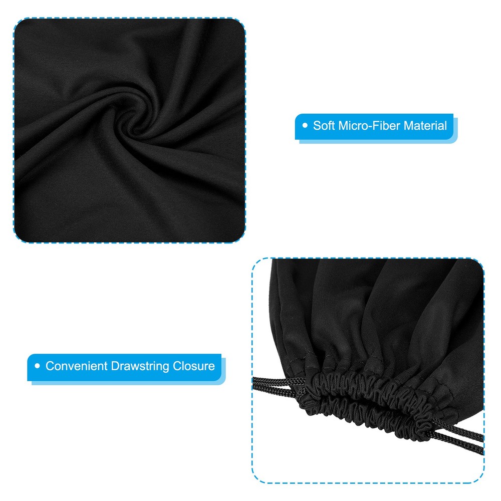Ski Goggle Bag, 5 Pcs Soft Microfiber Drawstring Pouch, 15cmx25cm, Black