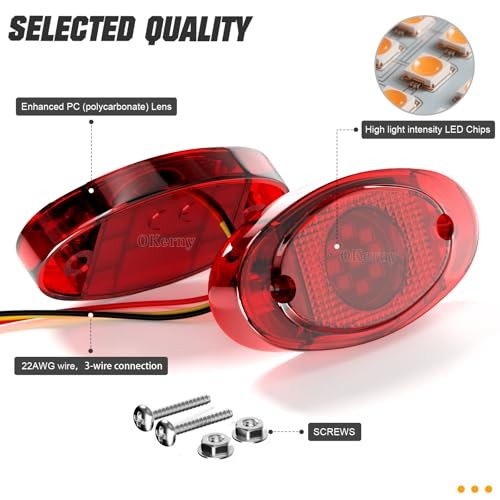 10-Pack LED Trailer Marker Lights Kit Dual Function (Steady & Strobe) Oval Red