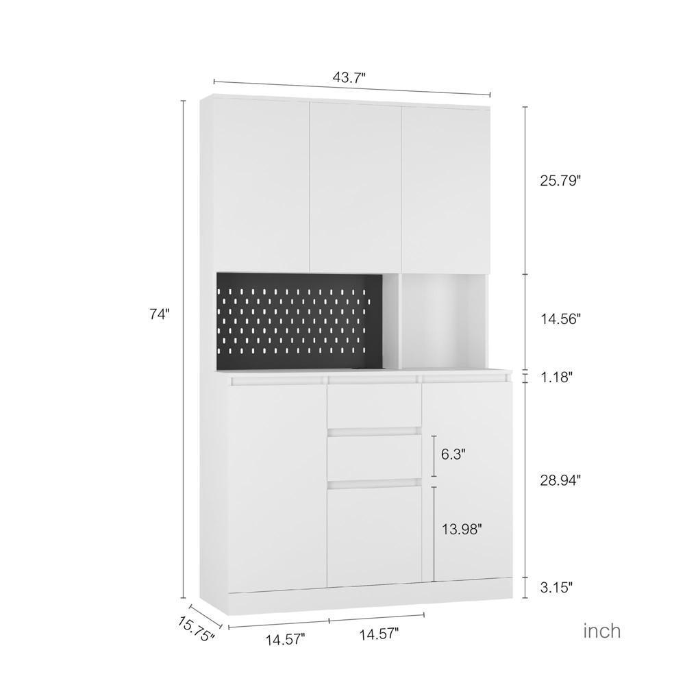 Freestanding Kitchen Storage Sideboard with 3 AC Outlets