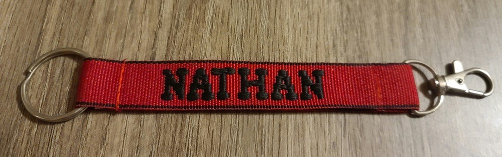 New Nathan Personalized Keychain Red and Black