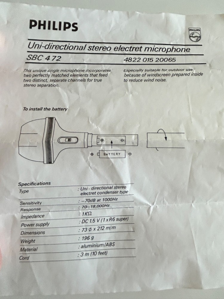Philips SBC 472 Microphone