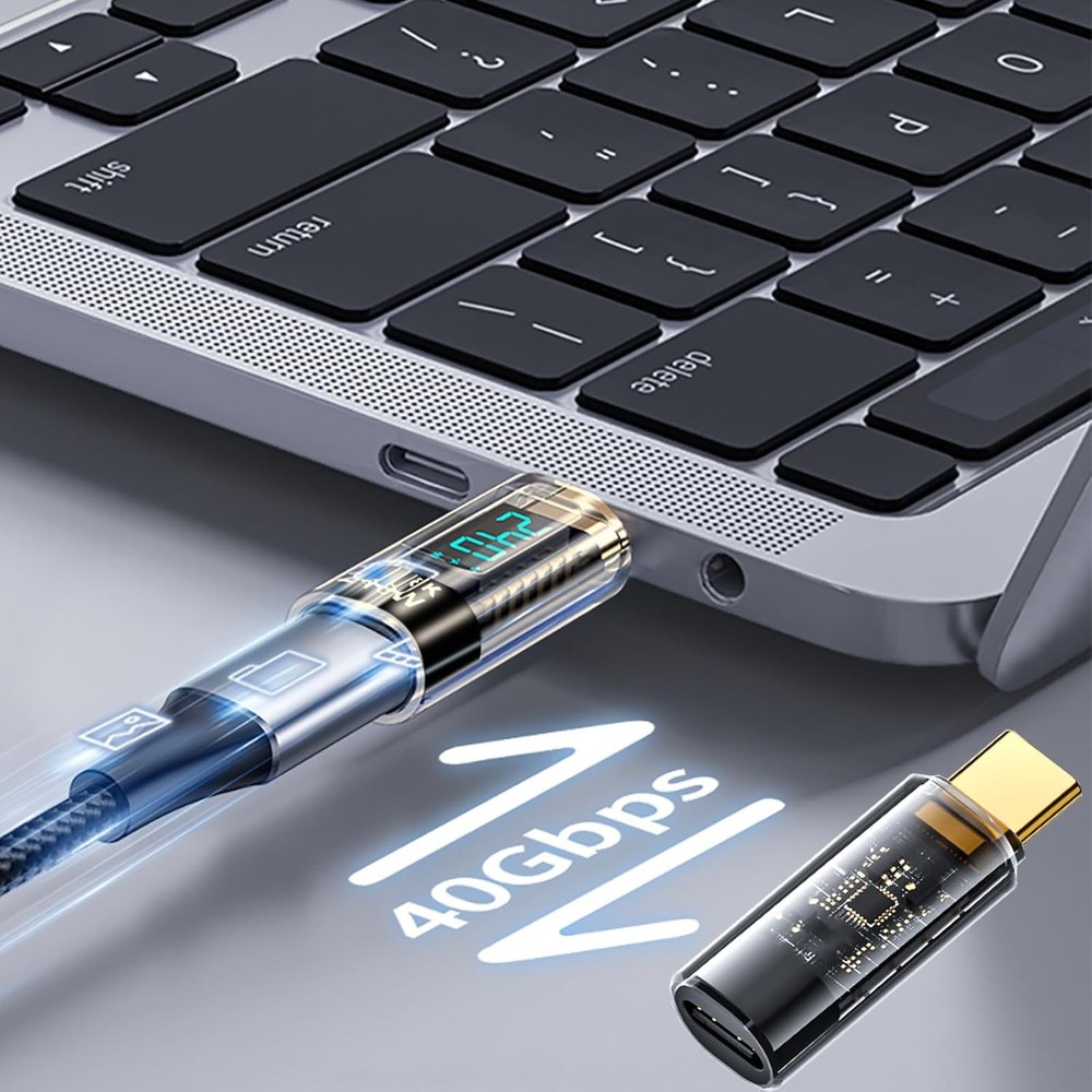 USB C Extension Adapter, 2Pack 40Gbps Transparent C Converter