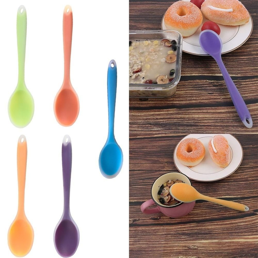 2 Pcs Silicone Dinner Spoon, Multi-purpose Surrounding Transparent Design Sof...