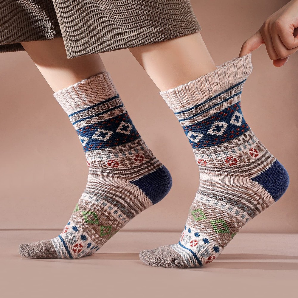 Nimalpal 5 Pairs Wool Socks - Boot 6-10, 5 Multicolor