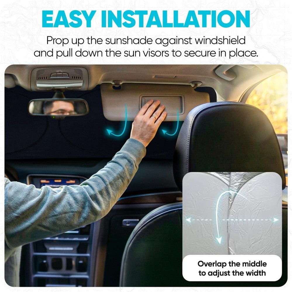 Protective Car Sun Shade, Grey Reflective Windshield Shield, Fits SUVs & Trucks
